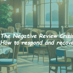 restaurant tables with title "the negative review crisis: how to respond and recover"